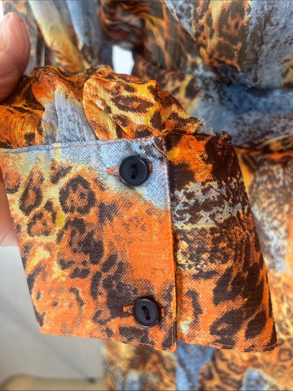 Wrap Maxi Dress in Orange and Blue Animal Print - Picture 12 of 14
